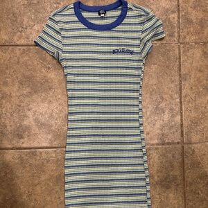 Blue and yellow striped BDG dress. Fits an XS #stripeddress